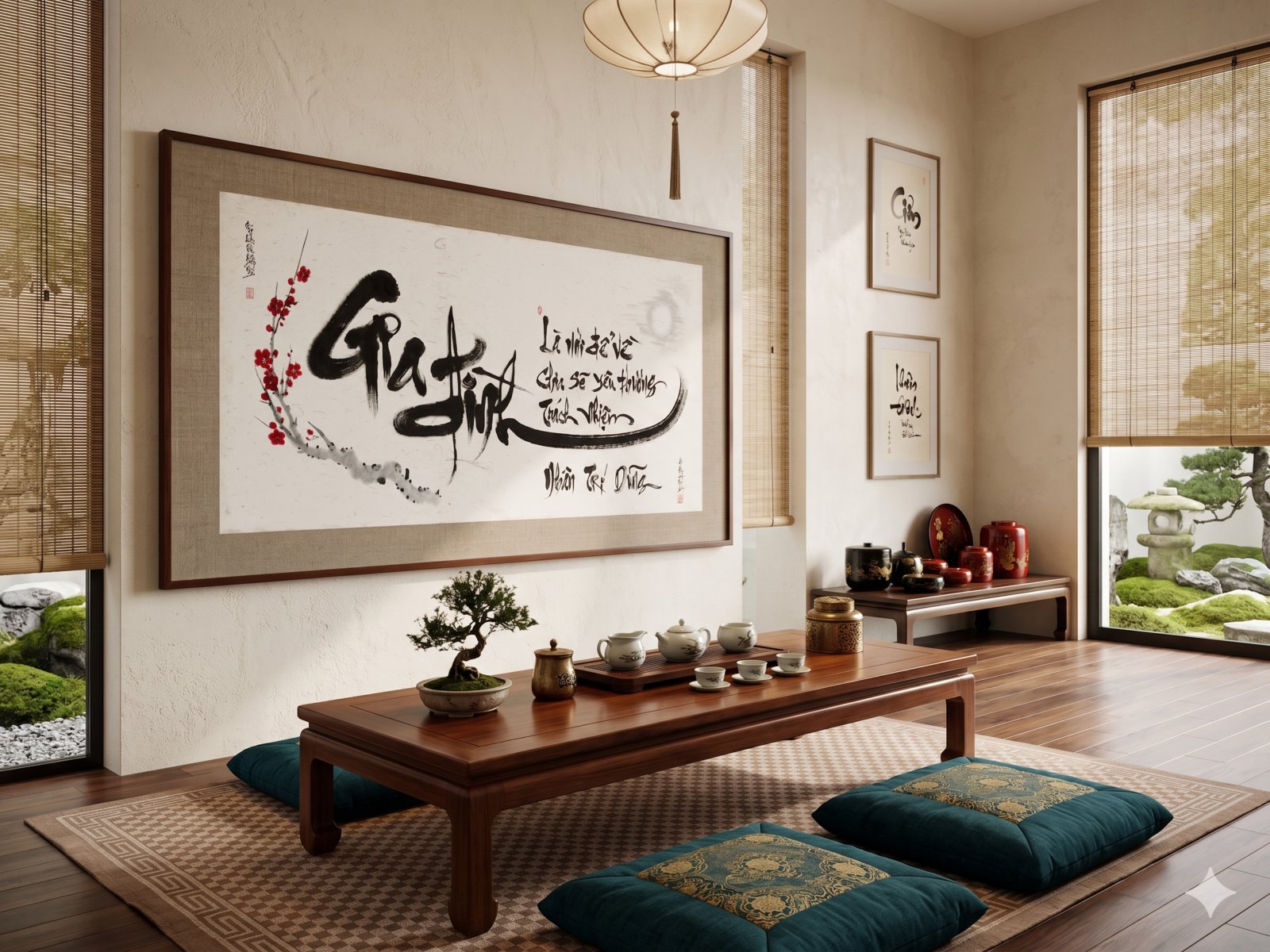 Tranh thư pháp treo phòng khách gia đình